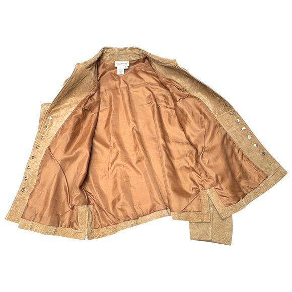 Coldwater Creek Tan Suede Snap Button Moto Styled Shirt Jacket - Picture 7 of 8